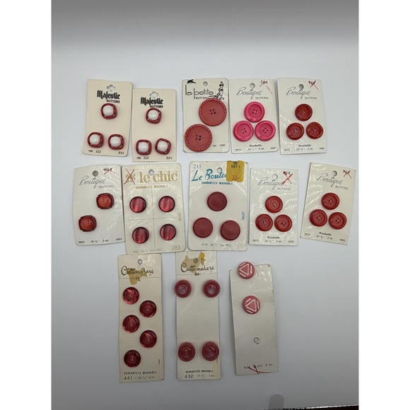 The Unbranded Brand Jewelry - Vintage Red Buttons Lot on Cards Majestic Le Chic La Petite Japan Holland